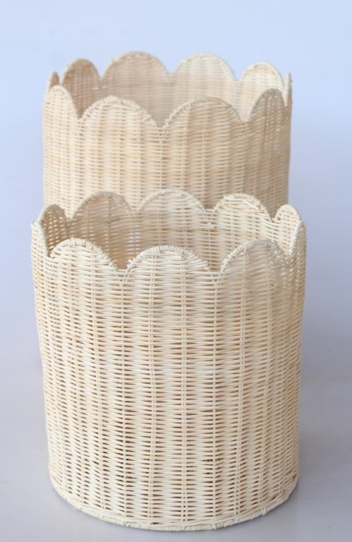 S2 Rattan Scallop Baskets